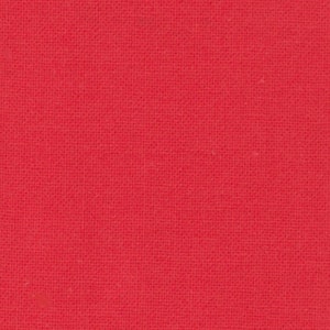 May include: A solid red fabric swatch. The fabric has a smooth, even texture.