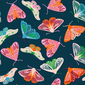 Flowerland - Fluttering Moths Peacock RS0068 14 - Designed by Melody Miller from Ruby Star Society - 100% cotton- sold by the half yard