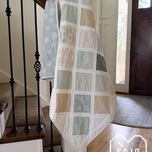 Baby Boy Lattice Quilt Kit - Pattern by Amy Smart - Low Volume Cotton Fabrics Curated by Sojo Fabric - Finished Size 41" x 49"