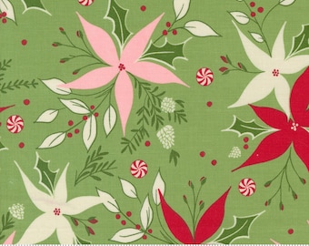 Once Upon A Christmas - Poinsettia Dance Mistletoe 43161 14 - by  Sweet Fire Road for Moda - Sold by the Half Yard - Ready to Ship!