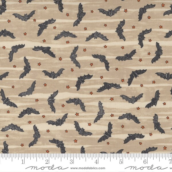 Ghostly Greetings - Bat Skies Parchment 56046 12 - Designed by Deb Strain for Moda - 100% cotton - sold by the fat quarter