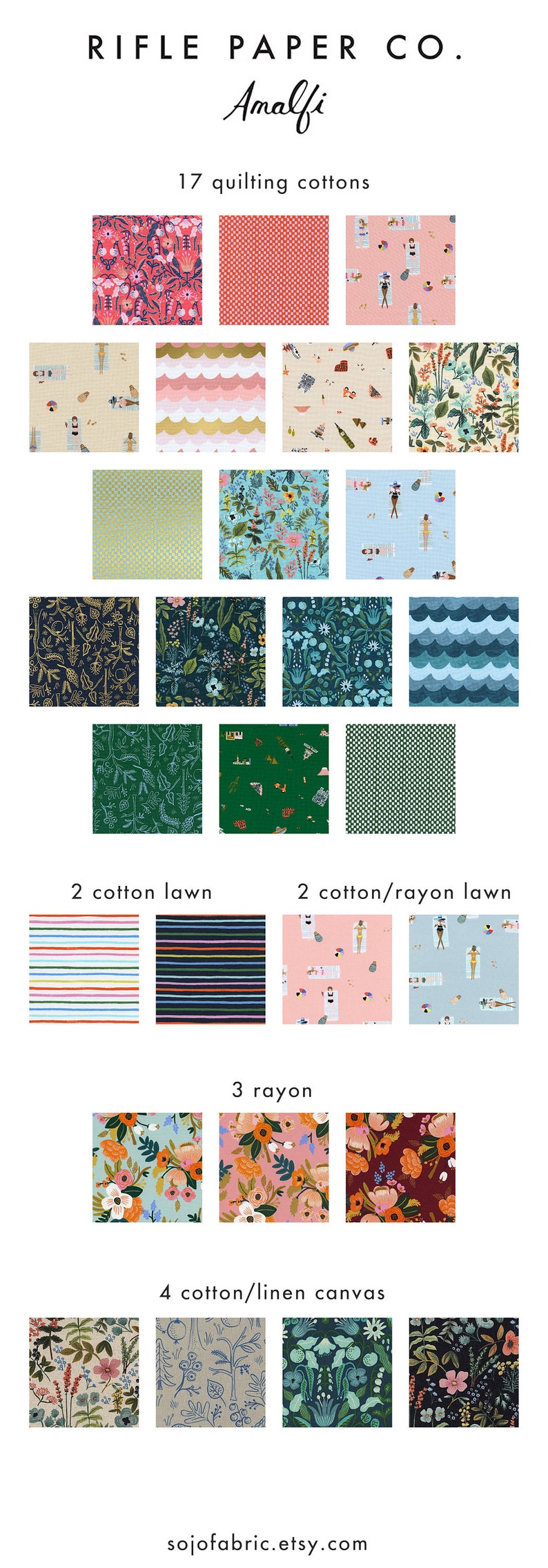 Amalfi CANVAS Fabric in Herb Garden Natural cotton linen canvas fabric by the yard by Rifle Paper Co for Cotton+Steel