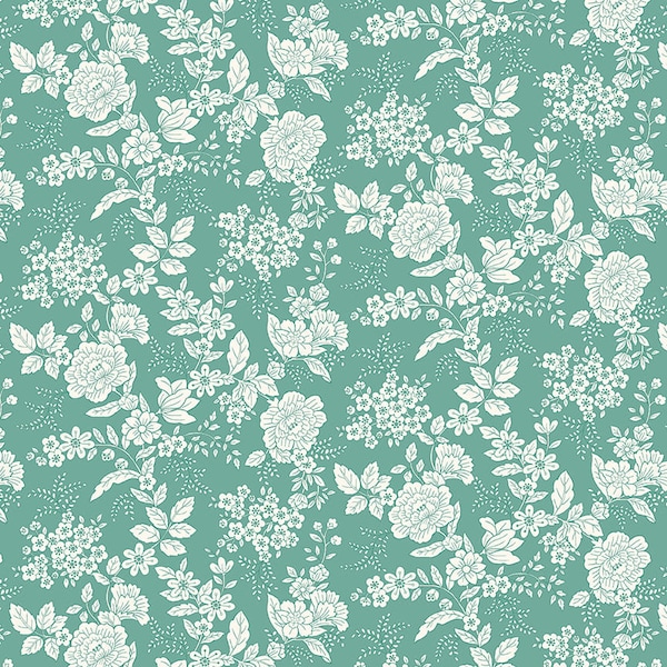 Tranquility - Dark Aqua - 826-111 - designed by Kim Diehl for Henry Glass Fabrics - sold by the half yard