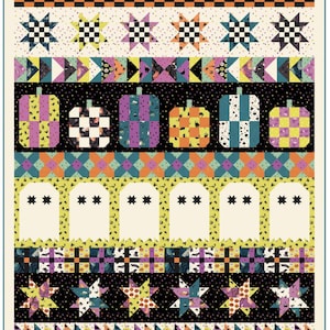 Boo Crew Block of the Month Quilt Kit - Pattern by Copper Kettle Quilt Co - Fabric by RSS - Finished Size: 64.5" x 75.5"