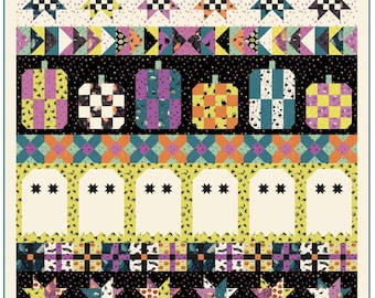 Boo Crew Block of the Month Quilt Kit - Pattern by Copper Kettle Quilt Co - Fabric by RSS - Finished Size: 64.5" x 75.5"