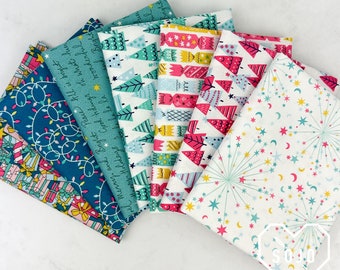 Deck the Halls Turquoise and Pink Bundle - Designed by Liberty of London for RBD - 100% cotton - 7 pieces