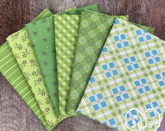 Autumn Fat Quarter Mini Green Bundle - by Lori Holt of Bee in my Bonnet for Riley Blake Fabrics - 6 prints - Ready to Ship!