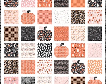 Pumpkin Patch Quilt Kit: Made with Hey Pumpkin Designed by My Mind's Eye Fabric for Riley Blake Designs - 65.5" square - Ready to Ship!