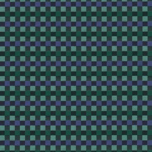 May include: A woven fabric with a checkered pattern. The design features squares in shades of dark green, teal, and navy blue. The pattern is evenly spaced and creates a textured appearance. The fabric is suitable for various craft and design projects.