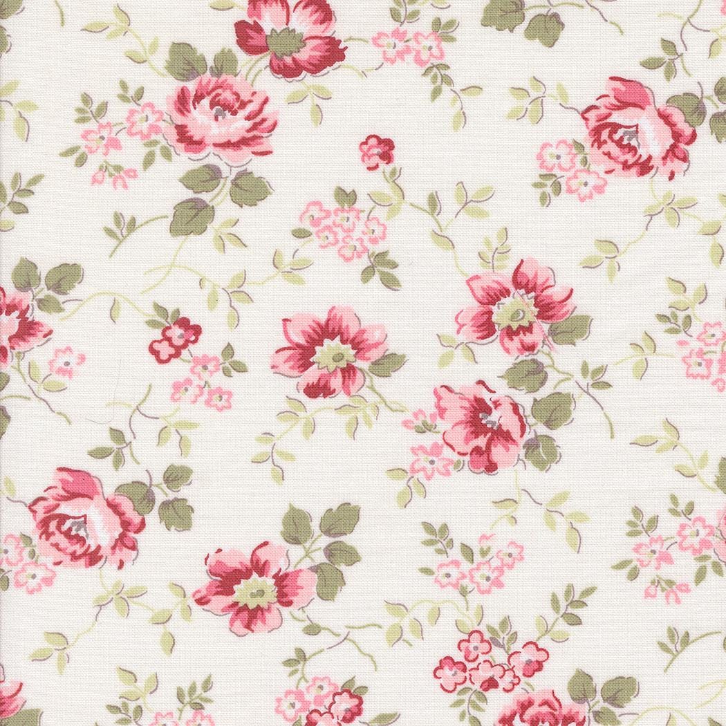 A Very Sweet Christmas -  Christmas Rose Snow 3060-11 - by Bunny Hill Designs for Moda Fabrics - Sold by the half yard increment