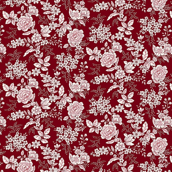 Tranquility - Cranberry - 826-88 - designed by Kim Diehl for Henry Glass Fabrics - sold by the half yard