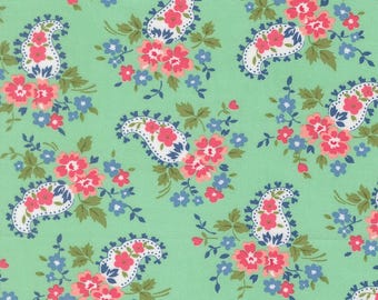 A Cat Named Stitch - Sweet Paisley Green 55346 19 - Designed by Camille Roskelley for Moda Fabrics - sold by the half yard increment
