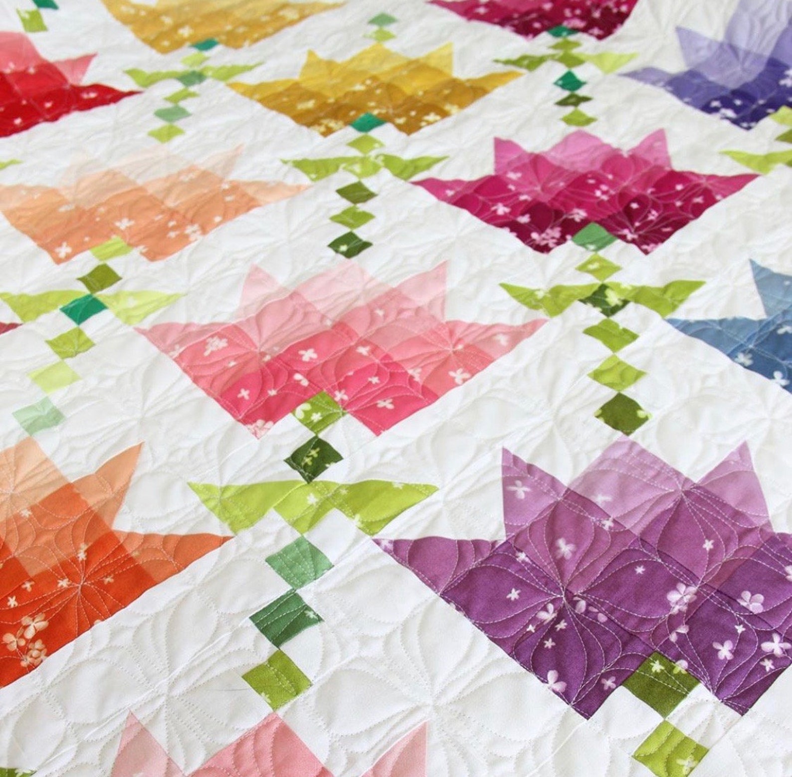 Ombre Flower Bouquet Quilt Kit made with Ombre Bloom Fabric Etsy