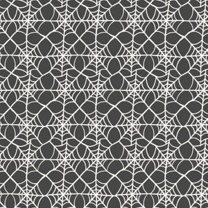 Puede incluir: Patr&oacute;n repetitivo con fondo gris oscuro y dise&ntilde;o blanco similar a telara&ntilde;as. El patr&oacute;n se compone de formas geom&eacute;tricas interconectadas que se asemejan a telara&ntilde;as, creando una apariencia texturizada y sim&eacute;trica. Adecuado para tela o papel pintado.