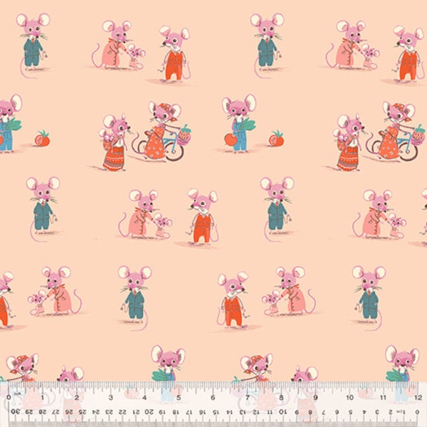 Country Mouse - Country Mouse Peach 53471-2 - Designed by Heather Ross for Windham Fabrics - Sold by the fat quarter