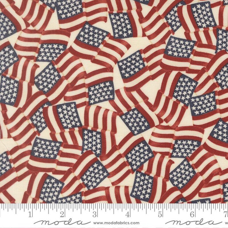 Flag Let Repeating Pattern America 250 Years - Waving Flags Parchment 56180 11 - Designed by Deb ...