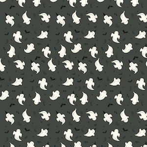 Frank and Friends - Ghosts Charcoal GC17475 - Glow in the Dark - Designed by My Mind's Eye for Riley Blake Designs - sold by the half yard