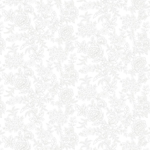 Tranquility - White - 826-01W - designed by Kim Diehl for Henry Glass Fabrics - sold by the half yard