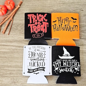 Halloween Custom Single or Multi-Pack 12oz Can Cozie, Halloween Party, Gift, Can Coolers, Can Sleeve