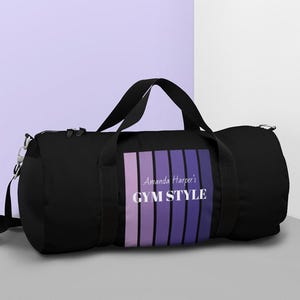 Stijlvolle custom sporttas | Aangepaste paarse plunjezak voor heren | Verfijnde en elite gepersonaliseerde naam hoogwaardige bagage