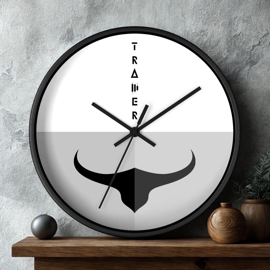 Trader Wooden Wall Clock — Bull Shadow Edition - Etsy