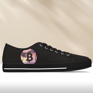 Vintage Style Bitcoin Sneakers | Btc Coin Pastel Colored Design Unisex Trainers | Btc Cryptocurrency Daily Casual Shoes for Men & Women