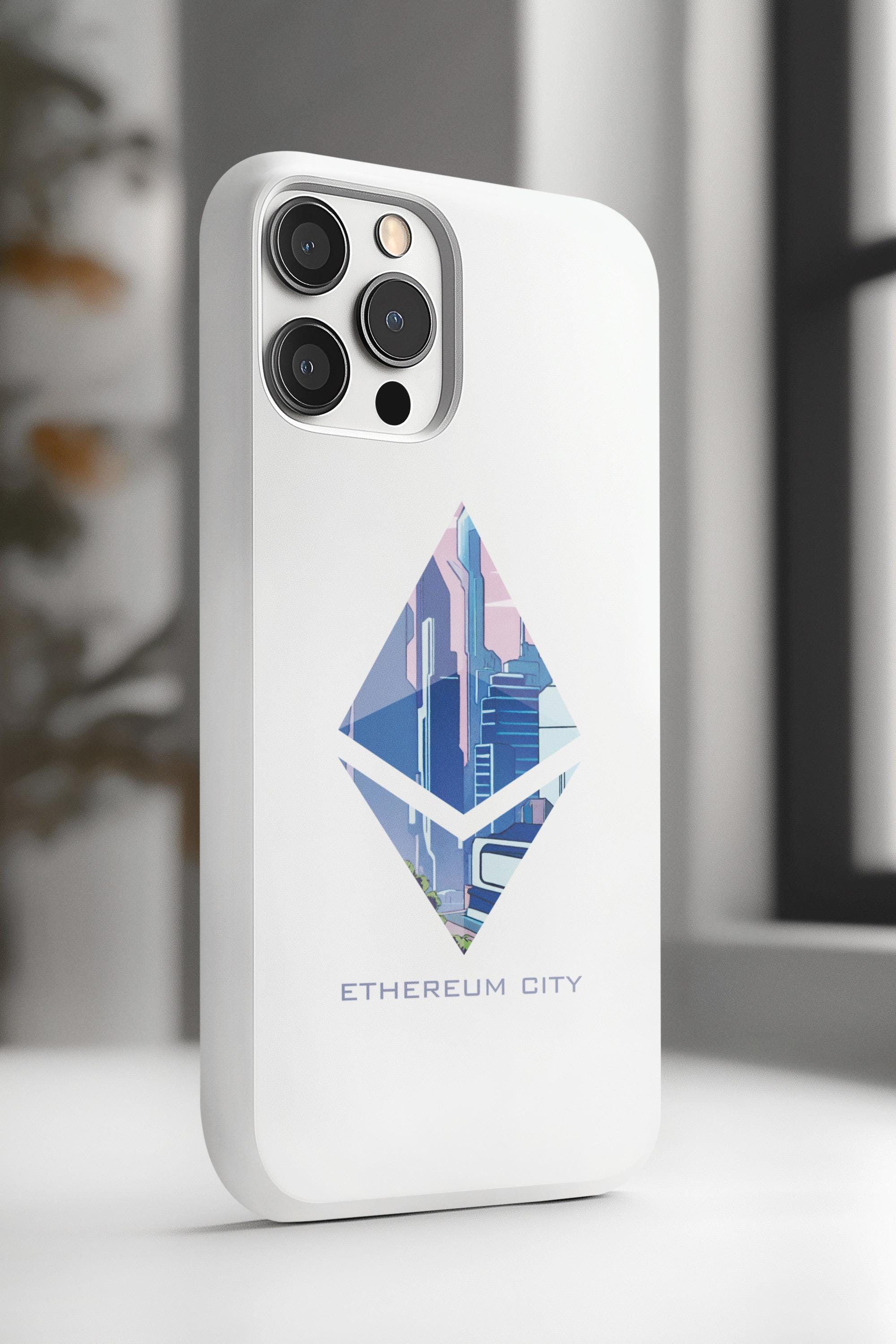 イーサリアムシティのスマホケース：未来的な暗号アート、スリムなポリカーボネートカバー - Etsy 日本