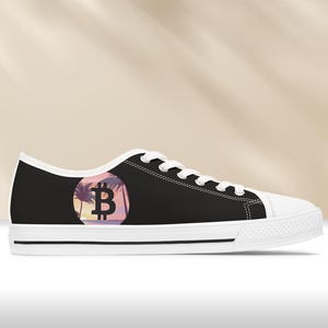 Bitcoin Nature Themed Sneakers | Btc Crypto Unisex Black Daily Shoes | Bitcoin Investor Cool Street Style Trainers | Special Btc Design Gift