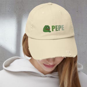 Pepe Meme Coin Distressed Cap: Crypto Trader Hat