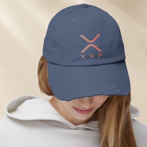 Original Xrp Red Logo Distressed Cap for Investor | Trader Mens Ripple Crypto Hat Gift | Unisex Xrp Cryptocurrency Hodler Accessory Present