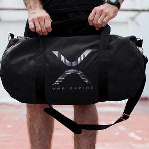 Futuristic Xrp Crypto Duffel Bag, Black White Ripple Cryptocurrency Travel Bag, Investors Xrp Coin Future Themed Accessory Gift, Xrp Hodler