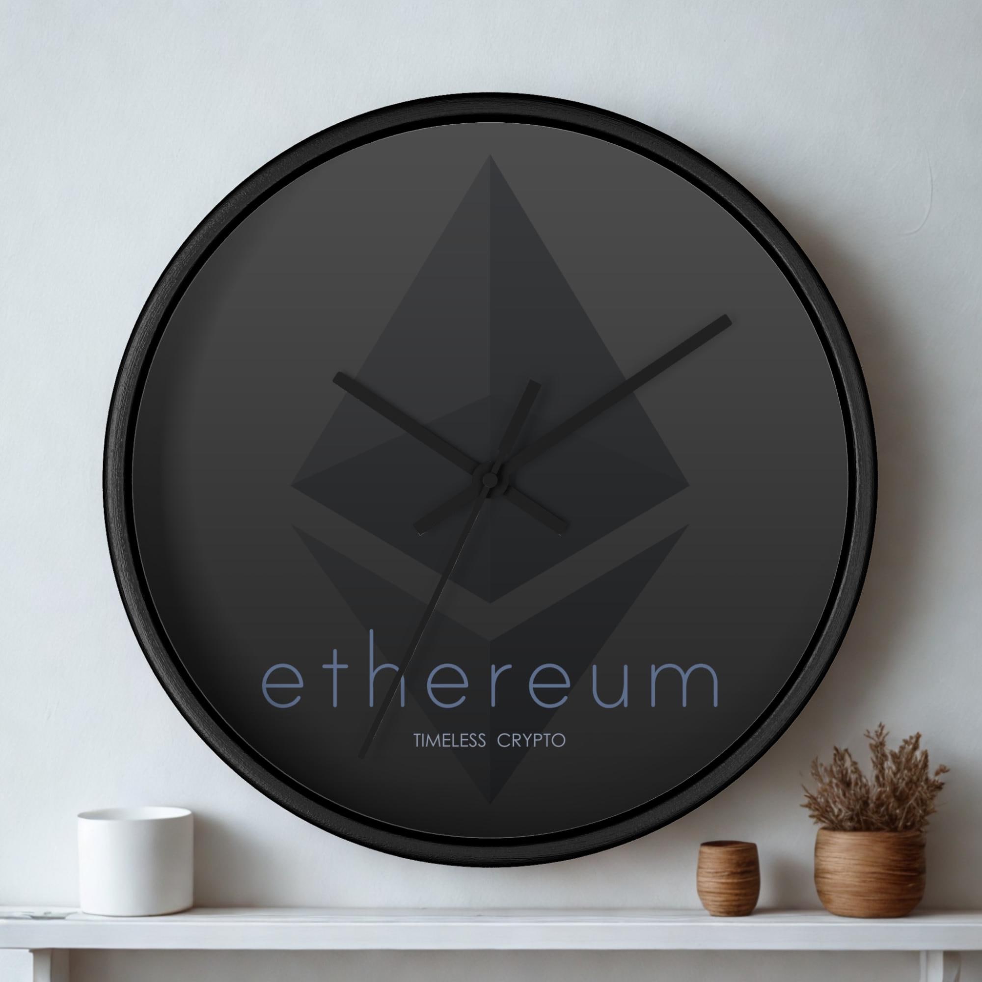 モダンなイーサリアム壁掛け時計 - サイレントシャドウエディション - Etsy 日本