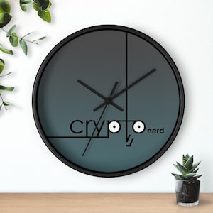 Crypto Nerd Wooden Wall Clock | Funny Art Design Cryptocurrency Fan Timepiece | Creative & Fun Wall Decoration Gift for Investors Traders