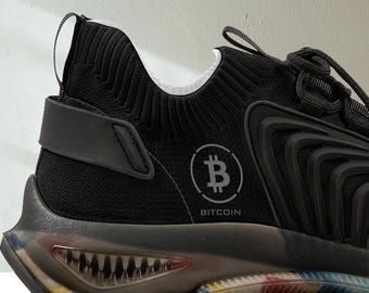 Black Bitcoin Sneakers — Btc Crypto Shoes for Daily Wear - Unisex