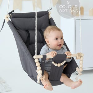 Grey Outdoor Garden Baby Swing,  Gift For Baby, baby swing toddler, baby swing, Swing with pillow, Handmade Swing montessori toys gifts