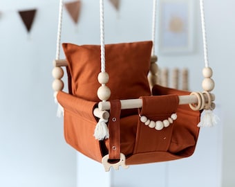 Baby Swing, Cotton Canvas Swing, Garden Swing, Gift For Baby, Swing, Swing with pillow, Handmade Swing, toddler swing inside, swing chair