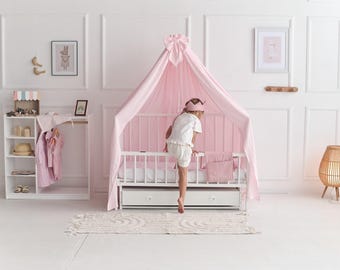 Dossel para berço, Dossel para cama de bebê, Baldaquino para menina, Dossel de musselina para berçário, Baldaquino personalizado, Dossel para cama de criança