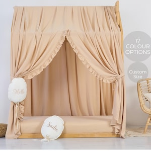 Bed Canopy, Customized Montessori Bed Canopy, Montessori Bed Curtains with ruffle, House Bed Curtains, Crib Canopy for Bed Frame bed canopy