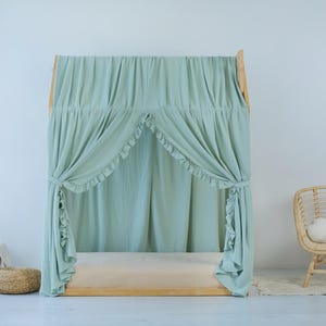 Сanopy bed curtains, Kids Bed Canopy, Customized Montessori Bed Canopy, Montessori Bed Curtains with ruffle, House Bed Curtains, Crib Canopy