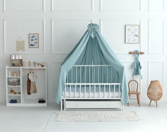 Crib bed canopy, Baby bed canopy, Baldachin for baby girl, Muslin canopy for nursery, Custom baldachin, Canopy for toddler bed