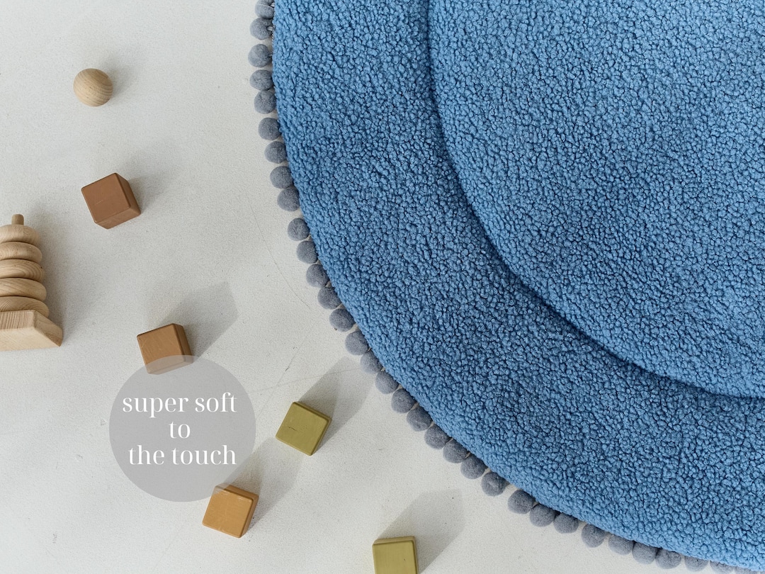 Round Baby Play Mat, Blue Play Mat, Baby Gifts Shower, Bouclé Children ...