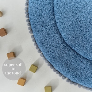 Round Baby Play Mat, Blue Play mat, Baby Gifts Shower, Bouclé Children&#39;s Rug, Nursery Floor mat,  Washable Baby Play Rug Newborns Play Mat