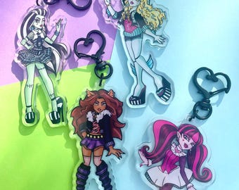 Monster Girls Nostalgia 3,5-inch acrylsleutelhangers - zwarte hartsluiting
