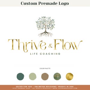 Watercolor Tree Roots, Tree of life mandala logo, Wellness Logo, Life Coaching Logo, Yoga & Spa Logo, Premade Logo, Handmade Art Design