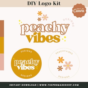 Editable Logo Design, DIY Canva Modern Boho Logo, Elegant Logo, Minimalist Neutral Logo, Simple Retro Round Logo, Instant Download
