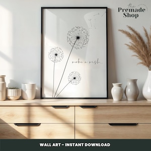 Dandelion Wall Art, Wall Art Print, Minimalist Print, Decor Black White, Minimalist Decor, Inspiring Wall Art, Motivational Print