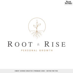 Premade Root Plant Logo, Personal Growth, Life Coach, Wellness Branding