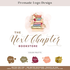 Watercolor Book Logo: Premade Business Branding Kit for Authors