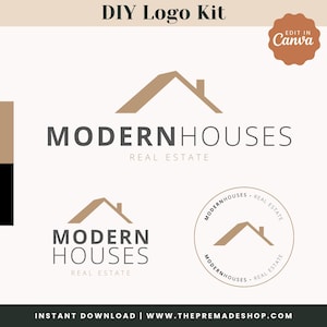 Editable Logo Template, DIY Real Estate Design, Elegant Realtor Branding, Minimalist House Logo, Instant Download