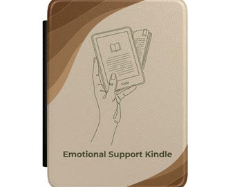 Emotional Support Kindle Kindle Case | Hand-Drawn E-Reader Illustration, Neutral Tones | Kindle Case | Bookish | Book Lovers | Readers